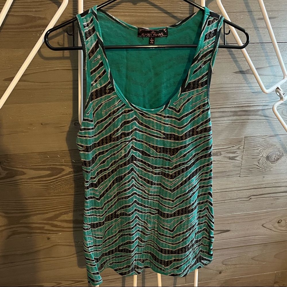 Almost Famous zebra striped sequin tank size large